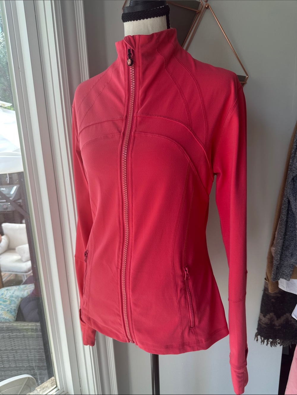LULULEMON Coral Hot Pink Full-Zip Athletic Define Jacket Sweatshirt Slim Size 10